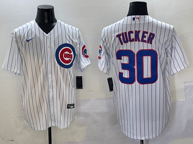 Men Chicago Cubs #30 Tucker White Stripe Game Nike 2025 MLB Jersey style 1